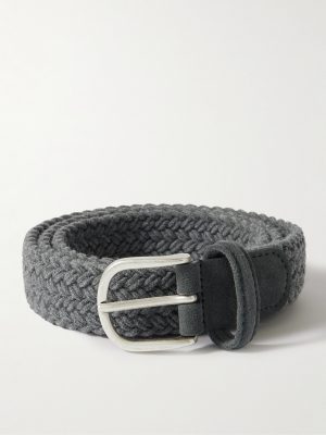 3cm Leather-Trimmed Woven Belt 3cm Leather-Trimmed Woven Belt