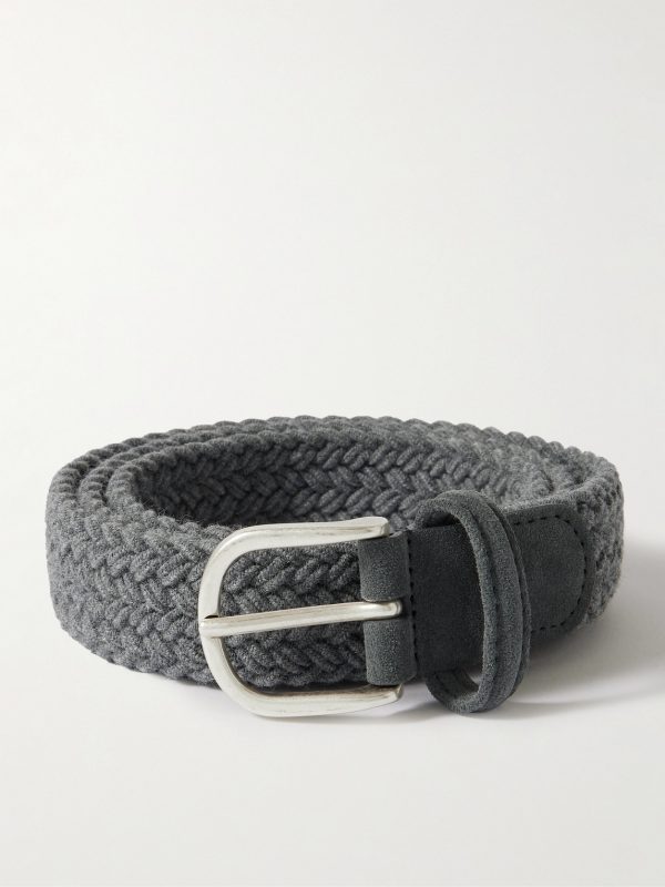 3cm Leather-Trimmed Woven Belt 3cm Leather-Trimmed Woven Belt