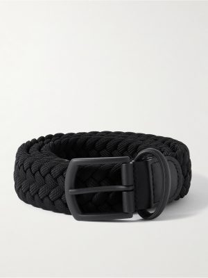 3.5cm Leather-Trimmed Woven Elastic Belt 3.5cm Leather-Trimmed Woven Elastic Belt