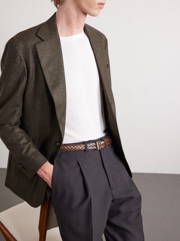 2.5cm Woven Leather Belt - FR