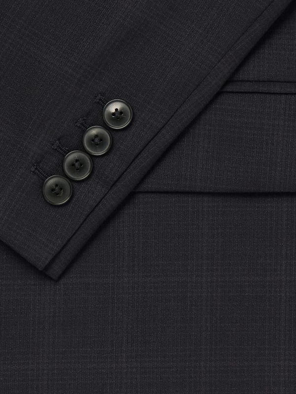 Double-Breasted Checked Virgin Suit Jacket - E1