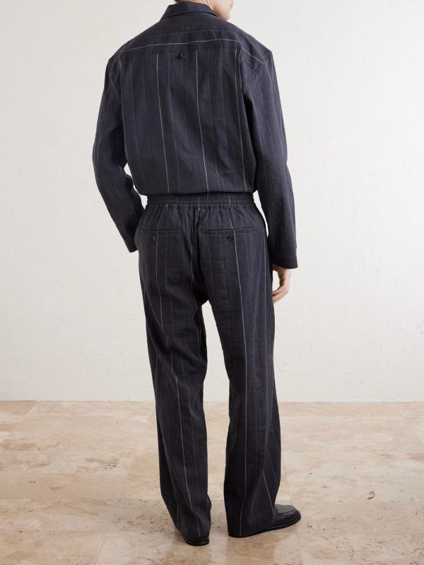 Samurai Straight-Leg Striped Cotton and Linen-Blend Trousers - BK