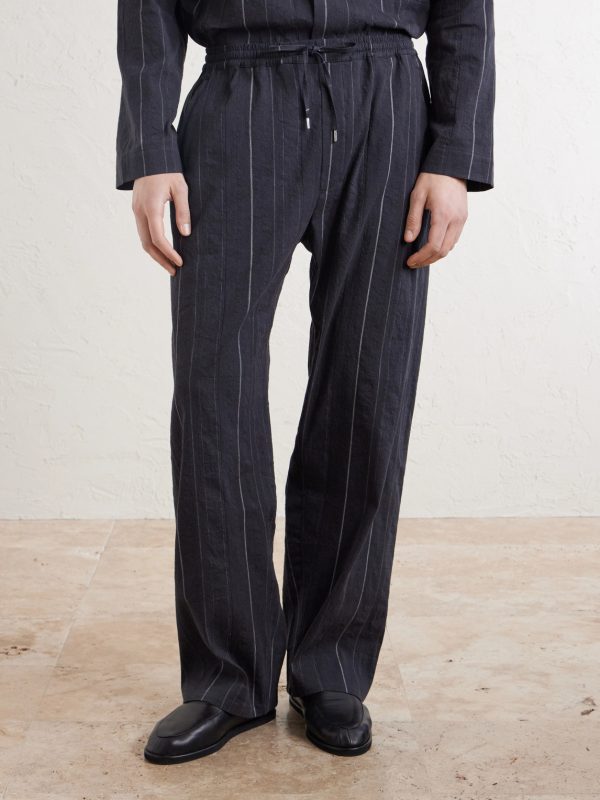 Samurai Straight-Leg Striped Cotton and Linen-Blend Trousers - FR