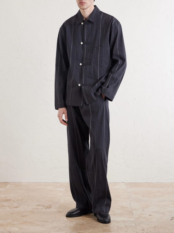 Samurai Straight-Leg Striped Cotton and Linen-Blend Trousers - OU