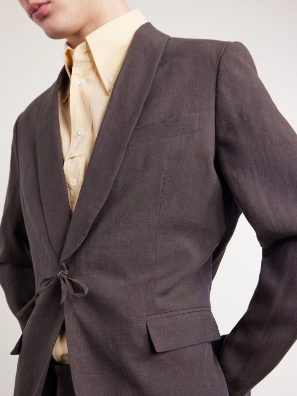Shinji Shawl-Collar Linen Suit Jacket - CU Shinji Shawl-Collar Linen Suit Jacket - CU