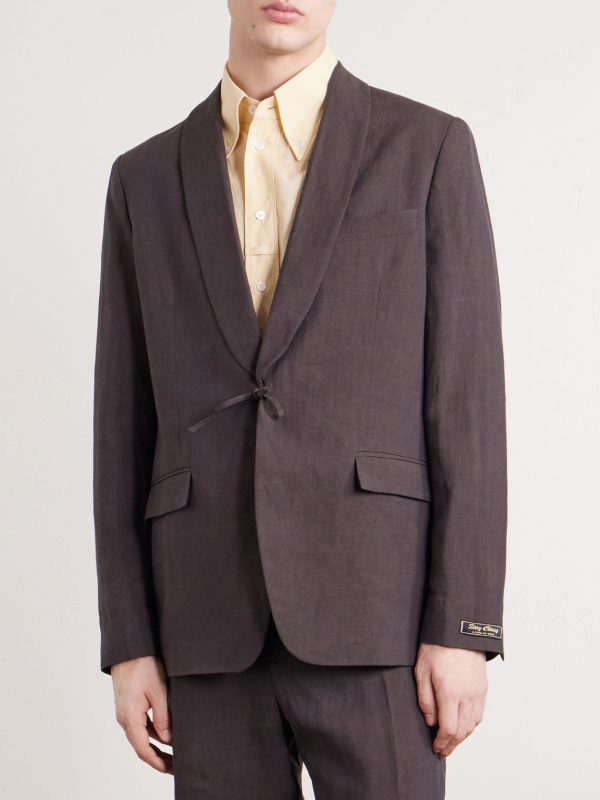 Shinji Shawl-Collar Linen Suit Jacket - FR Shinji Shawl-Collar Linen Suit Jacket - FR