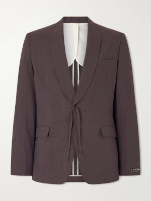 Shinji Shawl-Collar Linen Suit Jacket Shinji Shawl-Collar Linen Suit Jacket