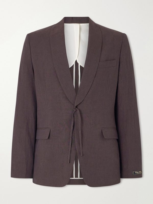 Shinji Shawl-Collar Linen Suit Jacket Shinji Shawl-Collar Linen Suit Jacket