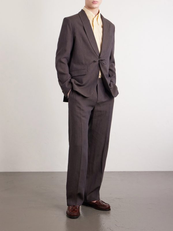 Shinji Shawl-Collar Linen Suit Jacket - OU Shinji Shawl-Collar Linen Suit Jacket - OU
