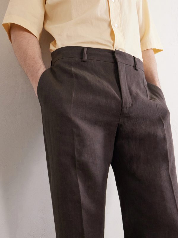 Linen Tailored Wide Trousers - E1 Linen Tailored Wide Trousers - E1