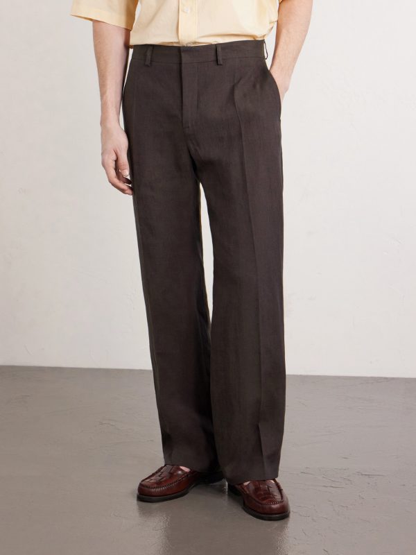 Linen Tailored Wide Trousers - FR Linen Tailored Wide Trousers - FR