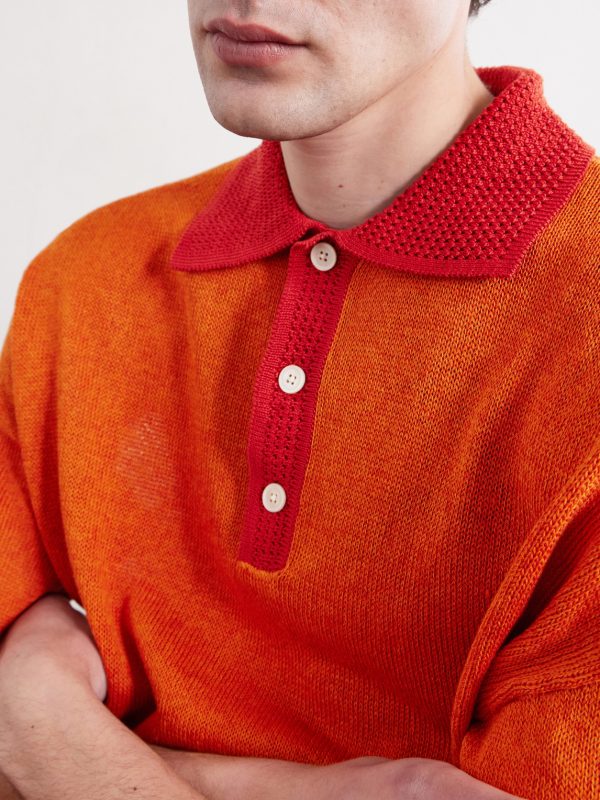 Open-Knit Organic Cotton and Linen-Blend Polo Shirt - CU Open-Knit Organic Cotton and Linen-Blend Polo Shirt - CU