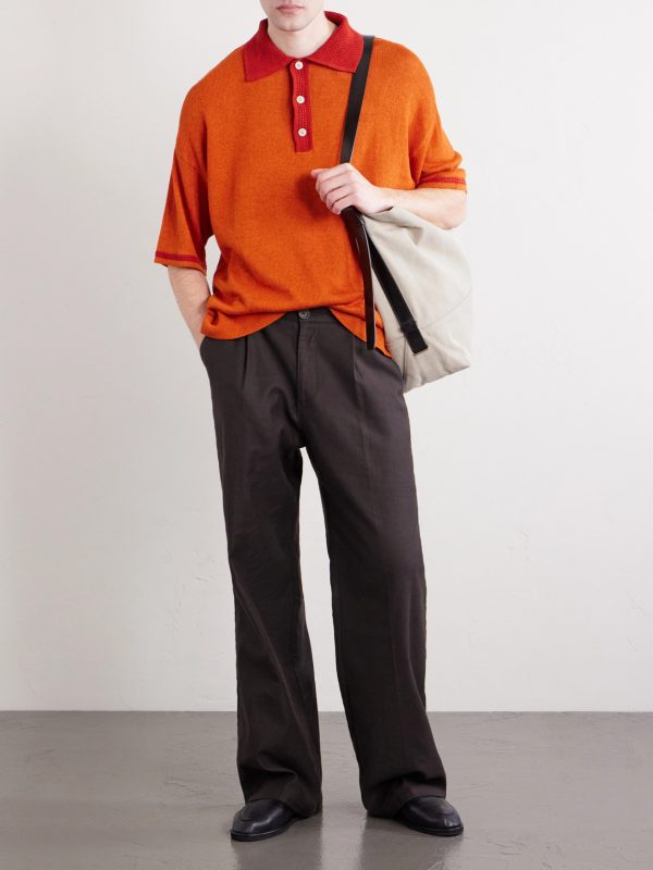 Open-Knit Organic Cotton and Linen-Blend Polo Shirt - OU Open-Knit Organic Cotton and Linen-Blend Polo Shirt - OU