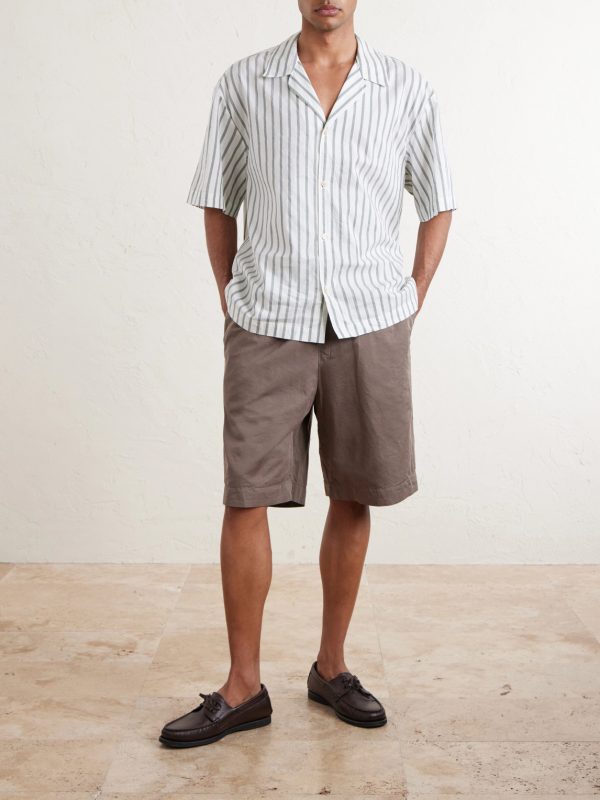 Saleh Straight-Leg Cotton and Linen-Blend Drawstring Shorts - OU Saleh Straight-Leg Cotton and Linen-Blend Drawstring Shorts - OU
