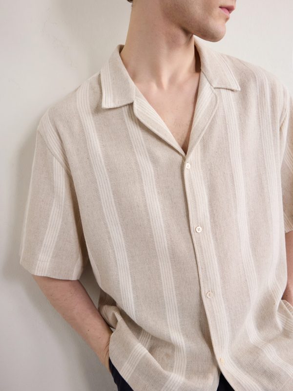 Samata Striped Cotton and Linen-Blend Shirt - CU Samata Striped Cotton and Linen-Blend Shirt - CU