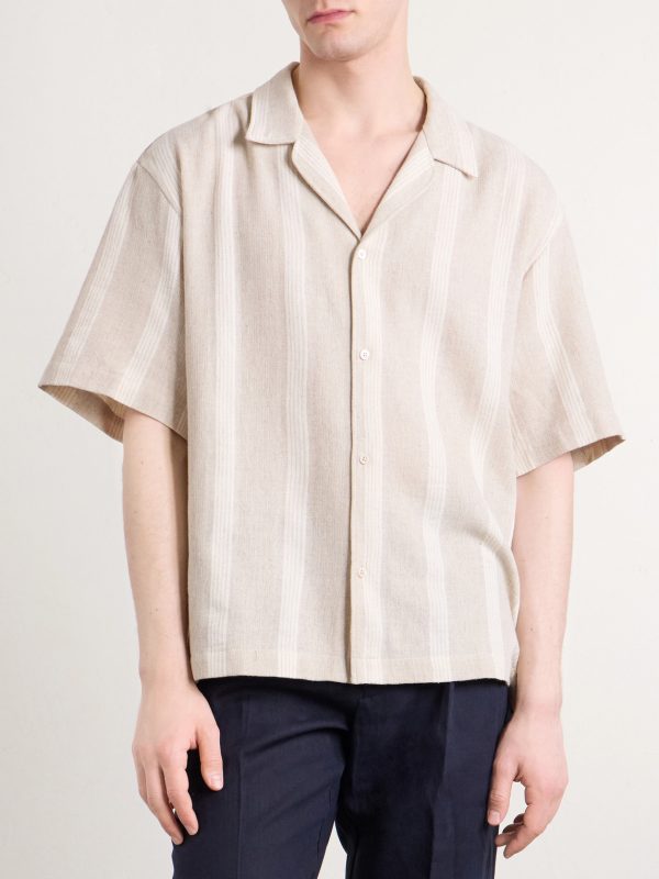 Samata Striped Cotton and Linen-Blend Shirt - FR Samata Striped Cotton and Linen-Blend Shirt - FR