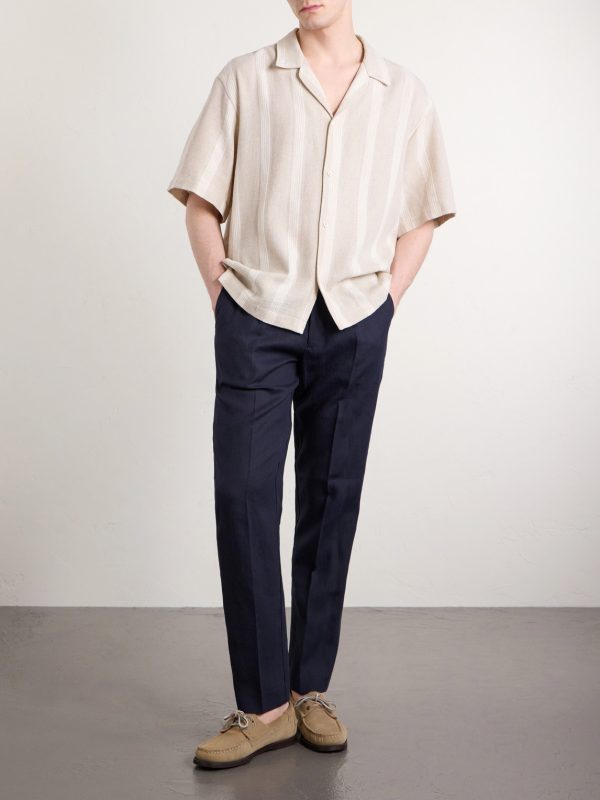 Samata Striped Cotton and Linen-Blend Shirt - OU Samata Striped Cotton and Linen-Blend Shirt - OU