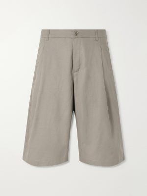 Juno Straight-Leg Pleated Lyocell, Cotton and Linen-Blend Shorts Juno Straight-Leg Pleated Lyocell, Cotton and Linen-Blend Shorts
