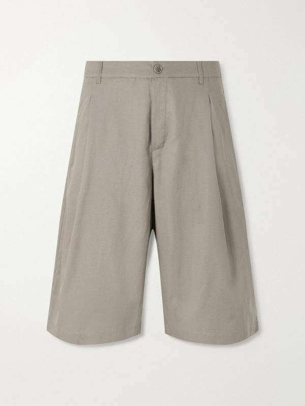 Juno Straight-Leg Pleated Lyocell, Cotton and Linen-Blend Shorts Juno Straight-Leg Pleated Lyocell, Cotton and Linen-Blend Shorts