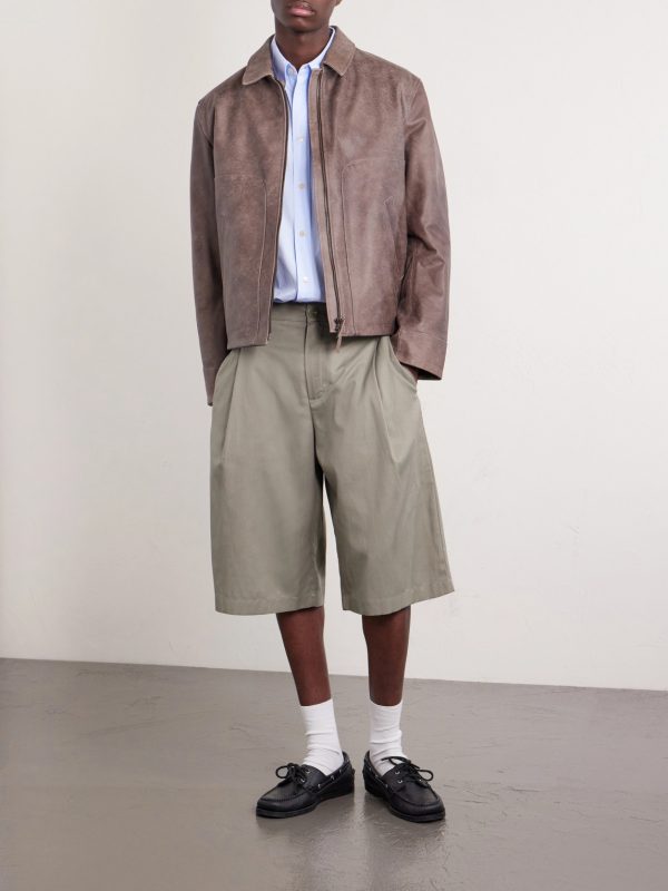 Juno Straight-Leg Pleated Lyocell, Cotton and Linen-Blend Shorts - OU Juno Straight-Leg Pleated Lyocell, Cotton and Linen-Blend Shorts - OU