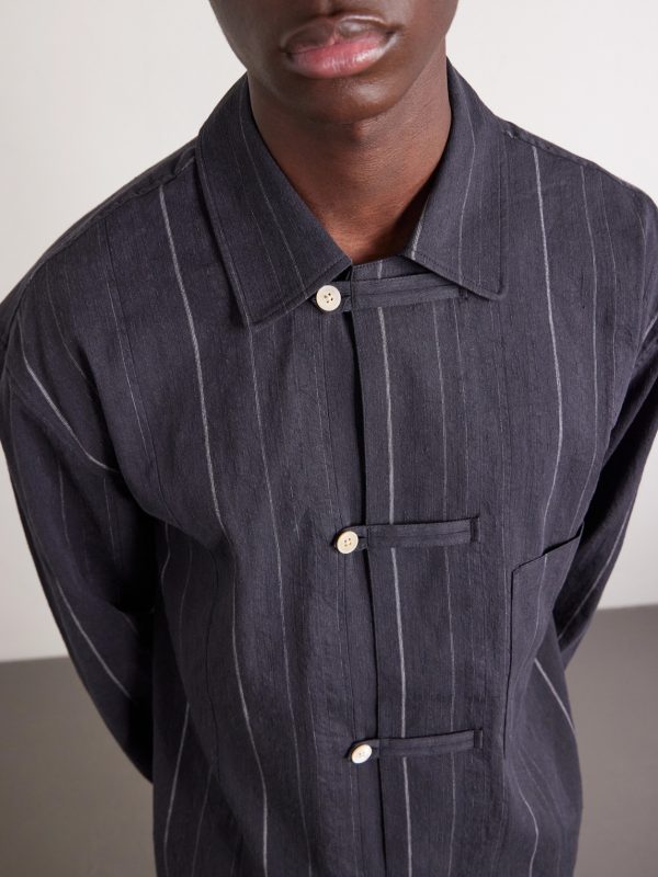 Matara Cropped Pinstriped Cotton and Linen-Blend Overshirt - CU Matara Cropped Pinstriped Cotton and Linen-Blend Overshirt - CU