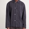 Matara Cropped Pinstriped Cotton and Linen-Blend Overshirt - FR Matara Cropped Pinstriped Cotton and Linen-Blend Overshirt - FR