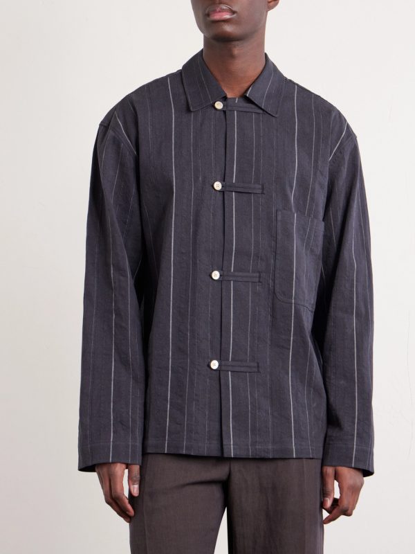 Matara Cropped Pinstriped Cotton and Linen-Blend Overshirt - FR Matara Cropped Pinstriped Cotton and Linen-Blend Overshirt - FR