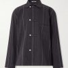 Matara Cropped Pinstriped Cotton and Linen-Blend Overshirt Matara Cropped Pinstriped Cotton and Linen-Blend Overshirt