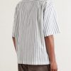 Samata Camp-Collar Striped Cotton, Silk and Linen-Blend Shirt - BK Samata Camp-Collar Striped Cotton, Silk and Linen-Blend Shirt - BK