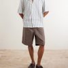Samata Camp-Collar Striped Cotton, Silk and Linen-Blend Shirt - OU Samata Camp-Collar Striped Cotton, Silk and Linen-Blend Shirt - OU