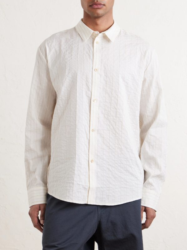 Fulvio Pinstriped Cotton, Silk and Linen-Blend Shirt - FR