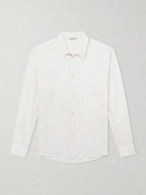 Fulvio Pinstriped Cotton, Silk and Linen-Blend Shirt