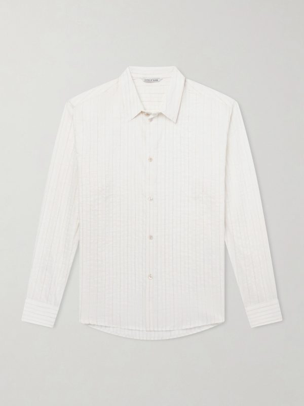 Fulvio Pinstriped Cotton, Silk and Linen-Blend Shirt