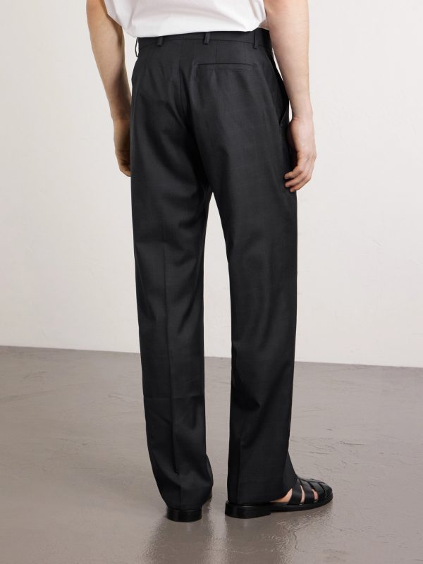 Virgin Wool Tailored Wide Trousers - BK Virgin Wool Tailored Wide Trousers - BK