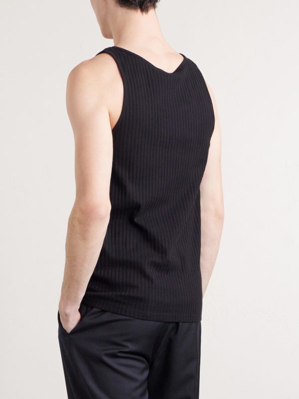 Tomaso Ribbed Stretch-Cotton Jersey Tank Top - BK Tomaso Ribbed Stretch-Cotton Jersey Tank Top - BK