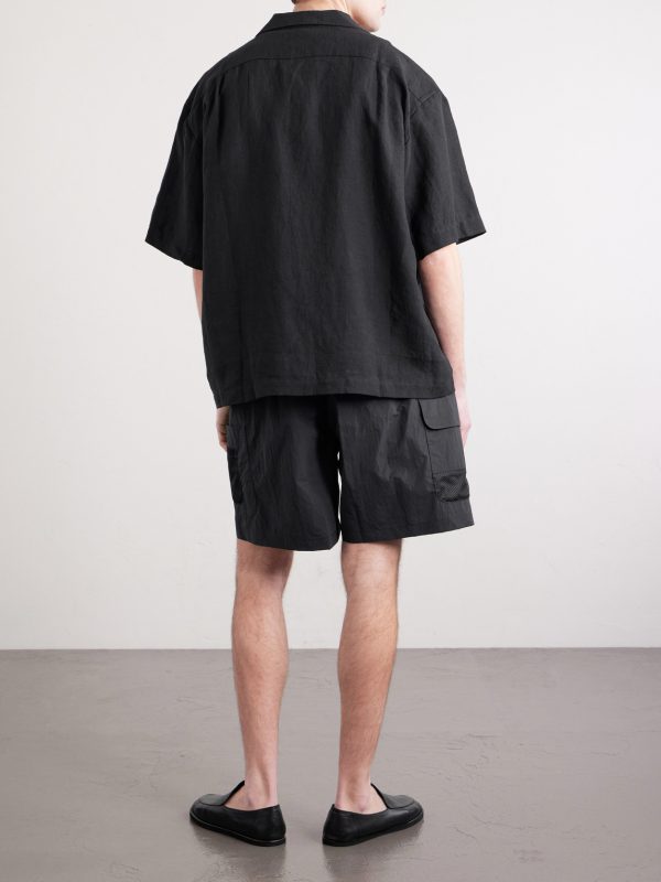 Samata Camp-Collar Linen Shirt - BK Samata Camp-Collar Linen Shirt - BK