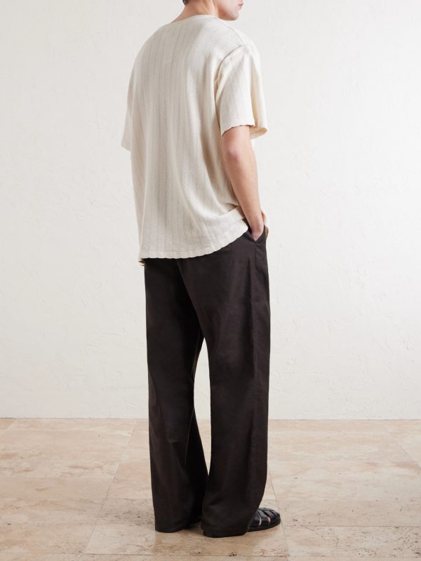 Thuy Pointelle-Knit Cotton and Linen-Blend T-Shirt - BK Thuy Pointelle-Knit Cotton and Linen-Blend T-Shirt - BK