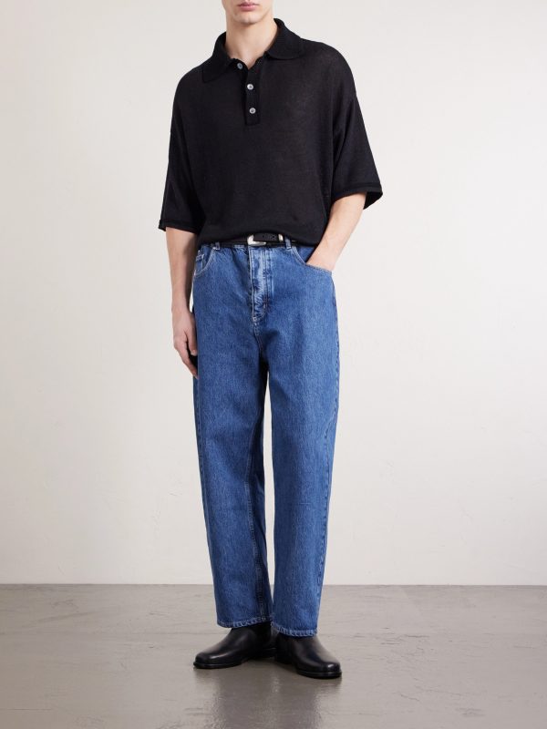 Open-Knit Organic Cotton and Linen-Blend Polo Shirt - OU Open-Knit Organic Cotton and Linen-Blend Polo Shirt - OU