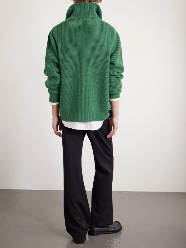 Clemente Ribbed Cashmere Half-Zip Sweater - BK Clemente Ribbed Cashmere Half-Zip Sweater - BK