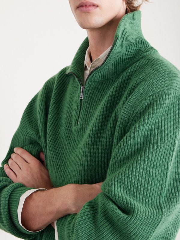 Clemente Ribbed Cashmere Half-Zip Sweater - CU Clemente Ribbed Cashmere Half-Zip Sweater - CU