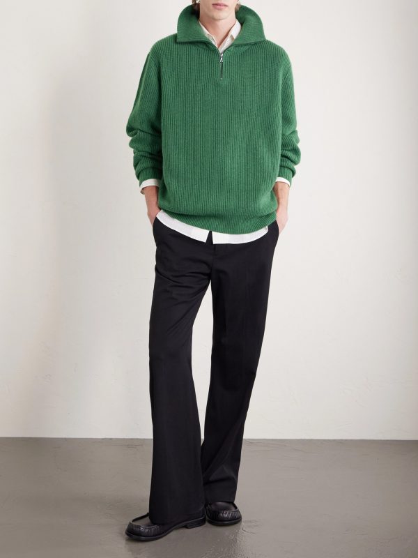 Clemente Ribbed Cashmere Half-Zip Sweater - OU Clemente Ribbed Cashmere Half-Zip Sweater - OU