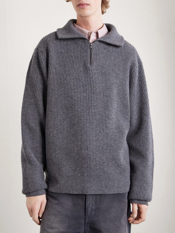 Clemente Ribbed Cashmere Half-Zip Sweater - FR Clemente Ribbed Cashmere Half-Zip Sweater - FR