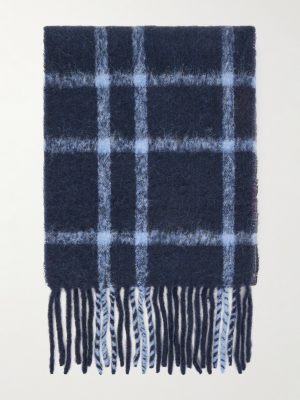 Fringed Checked Alpaca-Blend Scarf Fringed Checked Alpaca-Blend Scarf