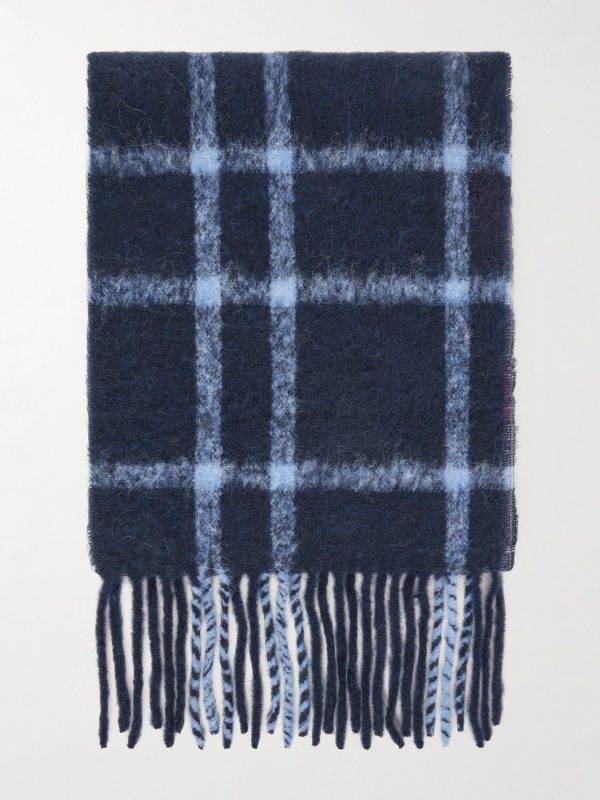 Fringed Checked Alpaca-Blend Scarf Fringed Checked Alpaca-Blend Scarf