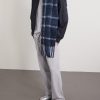 Fringed Checked Alpaca-Blend Scarf - OU Fringed Checked Alpaca-Blend Scarf - OU