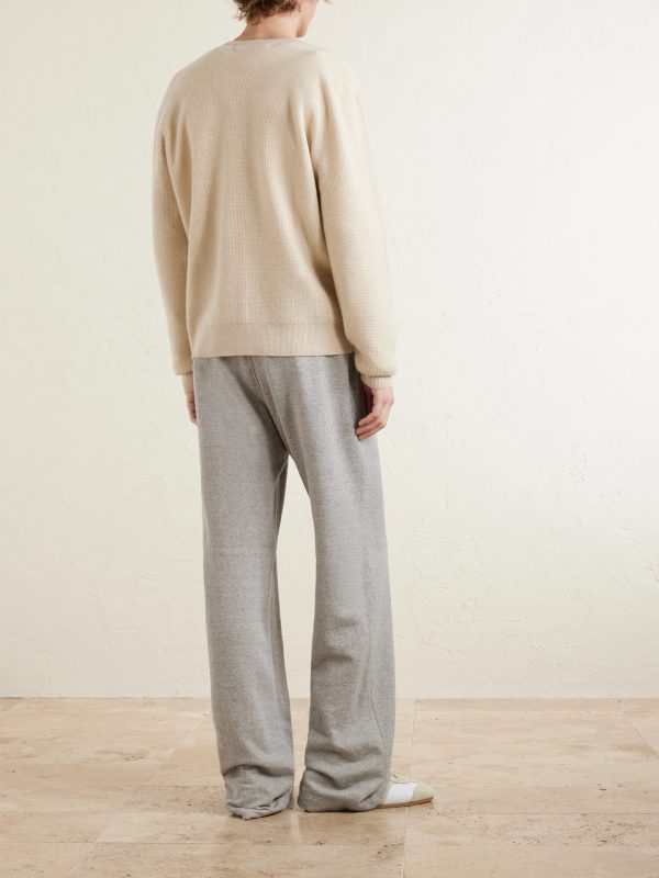 Waffle-Knit Cashmere Henley Sweater - BK Waffle-Knit Cashmere Henley Sweater - BK