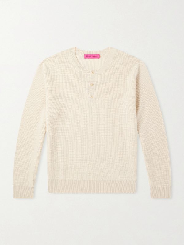 Waffle-Knit Cashmere Henley Sweater Waffle-Knit Cashmere Henley Sweater