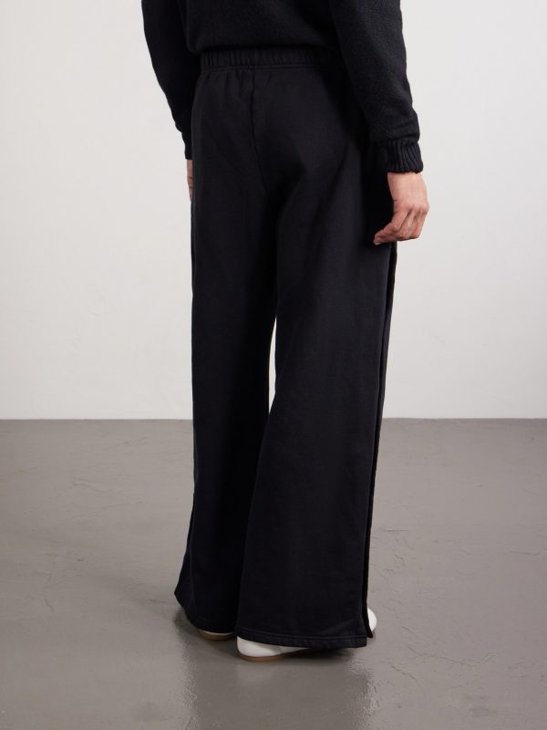 Heavyweight Wide-Leg Structured-Fleece Cotton-Jersey Sweatpants - BK