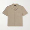 Camp-Collar Garment-Dyed Structured Piqué-Jersey Cuban Shirt Camp-Collar Garment-Dyed Structured Piqué-Jersey Cuban Shirt