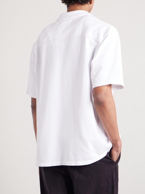 Camp-Collar Garment-Dyed Structured-Piqué Jersey Shirt - BK
